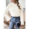Womens Long Bell Sleeve Mock Neck Cropped Fall Winter Pullover Sweater - 2 of 4