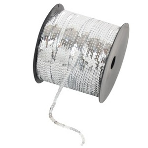 Alilang Flat Sequin Strip, 4mm String Metallic Sequin Strand, Paillette Metallic Sequin Trim Sewing DTY Craft Embellishment, 197 Yards, Silver - 1 of 4