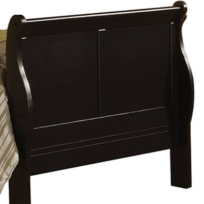 Louis Philippe III Traditional Black Pine Full Sleigh Bed with Headboard