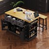 VYNXARIA K&K 53" Large Kitchen Island: Stylish Rolling Cart with Drop Leaf & Power Outlet - 4 of 4