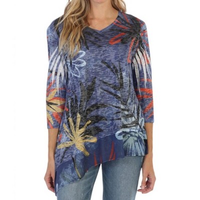 Women's Dusk Burnout Sublimination Asymmetric Top - Jess & Jane