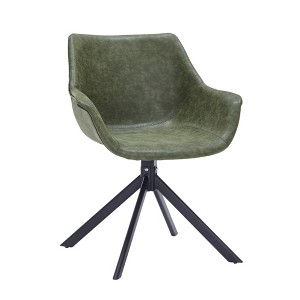 LeisureMod Markley Modern Leather Dining Swival Arm Chair - 1 of 4