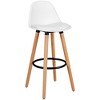 Costway Set of 2 Mid Century Barstool 28.5" Dining Pub Chair w/Leather Padded Seat White - 4 of 4