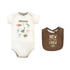 Hudson Baby Infant Boy Cotton Sleep and Play, Bodysuit and Bandana Bib Set, Dinosaur Adventures - 3 of 4