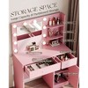 HYLEORY Vanity Desk with Mirror, Power Outlet and 10 Lights, Makeup Table with 3 Drawers,3 Color Modes Available for Bedroom - 3 of 4