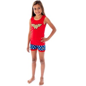 DC Comics Girls Wonder Woman Logo Tank Top And Shorts Pajama Set Wonder Woman Logo - 1 of 4
