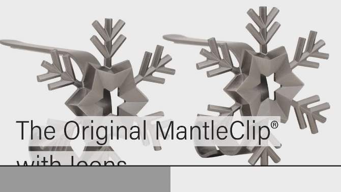 Original MantleClip 2ct Snowflake Pewter Christmas Stocking Holder, 2 of 4, play video