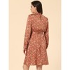 Allegra K Women's Mock Neck Swing Midi Long Sleeve A-line Floral Dress - 4 of 4
