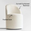 Modern Upholstered Dining Chair with Castors Round Dining Room Chair with Cushioned Backrest Linen Barrel Dining Chair for Kitchen -Tanpinhause - 4 of 4