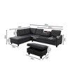 3-Piece Set Of Brown Grey Linen Combination Sofa L-Shaped Living Room Sofa - 4 of 4