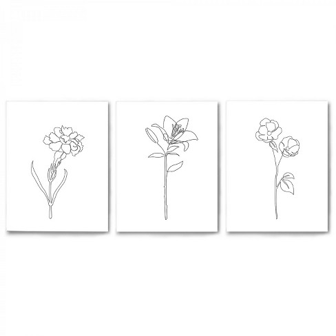 Americanflat Fl Sketches By Explicit Design Triptych Wall Art Set Of 3 Canvas Prints Target - Black And White Canvas Wall Art Sets