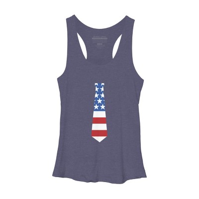 Design By Humans July 4th Patriotic American Flag Tie By FreshDressedTees Racerback Tank Top