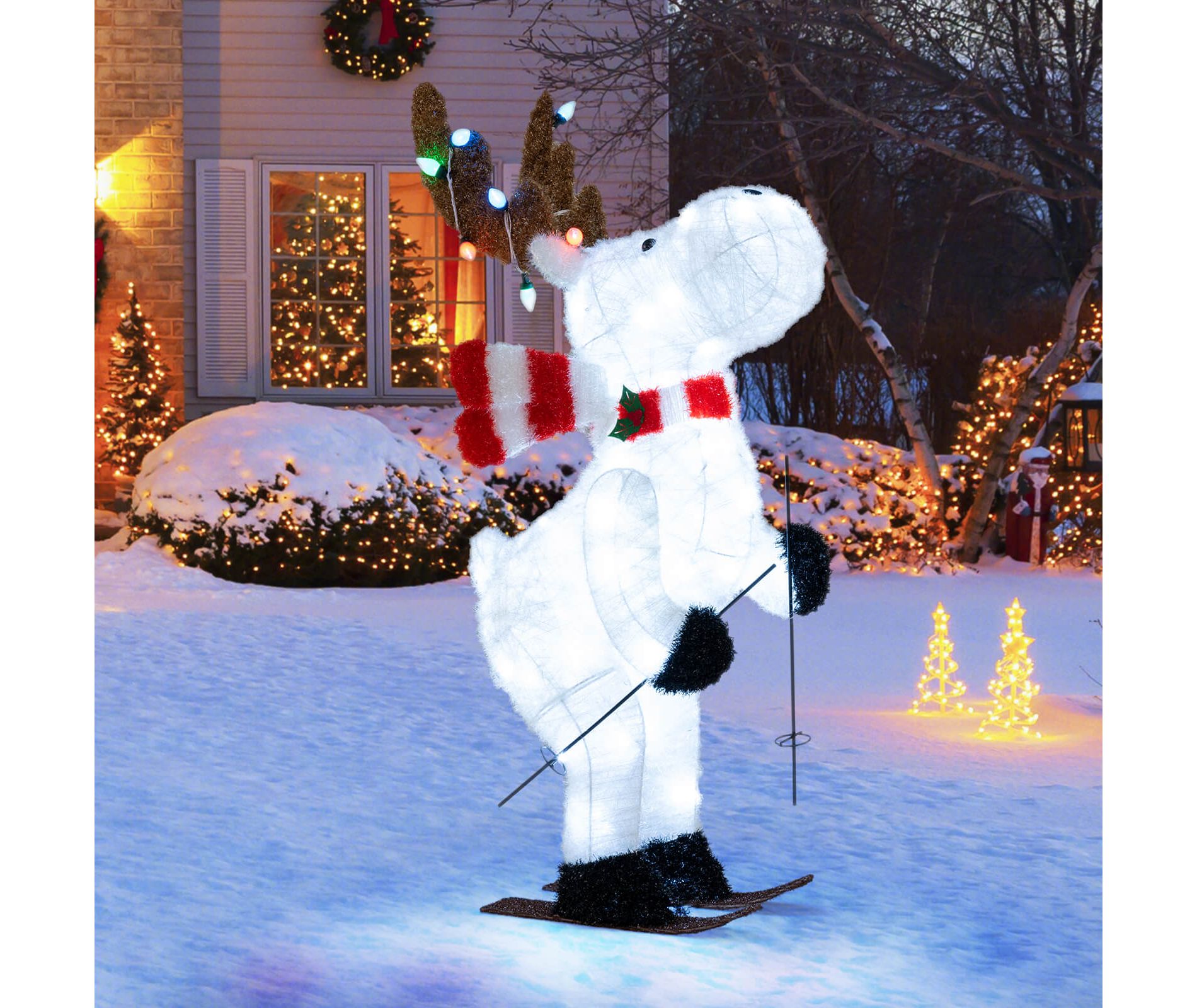 Costway 44” Animated Christmas Reindeer with 12 Colorful Lights & 98 Cold White LEDs