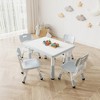 homfan Kids Table and Chair Set, Height Adjustable Toddler Table and 4 Chairs Set, Non-Slip Legs, Children Activity Table for Daycare Classroom Home - 2 of 4