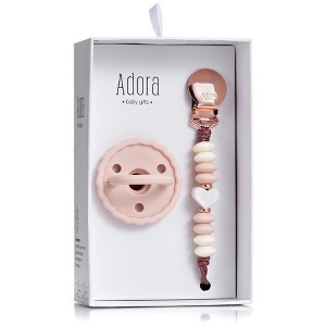 Baby Soother Silicone Pacifiers & Coordinating Mini Clip – Scalloped/Classic Design Infants Self-Soothing & Comforting Gift Set of 2 for Newborns - 1 of 4