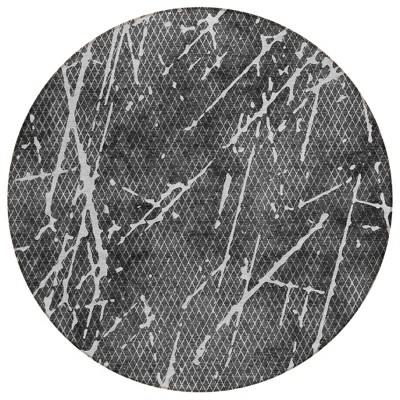 Charcoal Ivory And Gray Abstract Washable Indoor Outdoor Area Rug