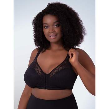 Leading Lady The Indy - Cotton Front-closure Lace Racerback Bra In Black,  Size: 56cddd : Target