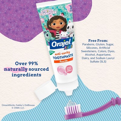 Orajel Kids Gabby's Dollhouse Fluoride Gel Toothpaste - Fruity Bubble - 4.2oz