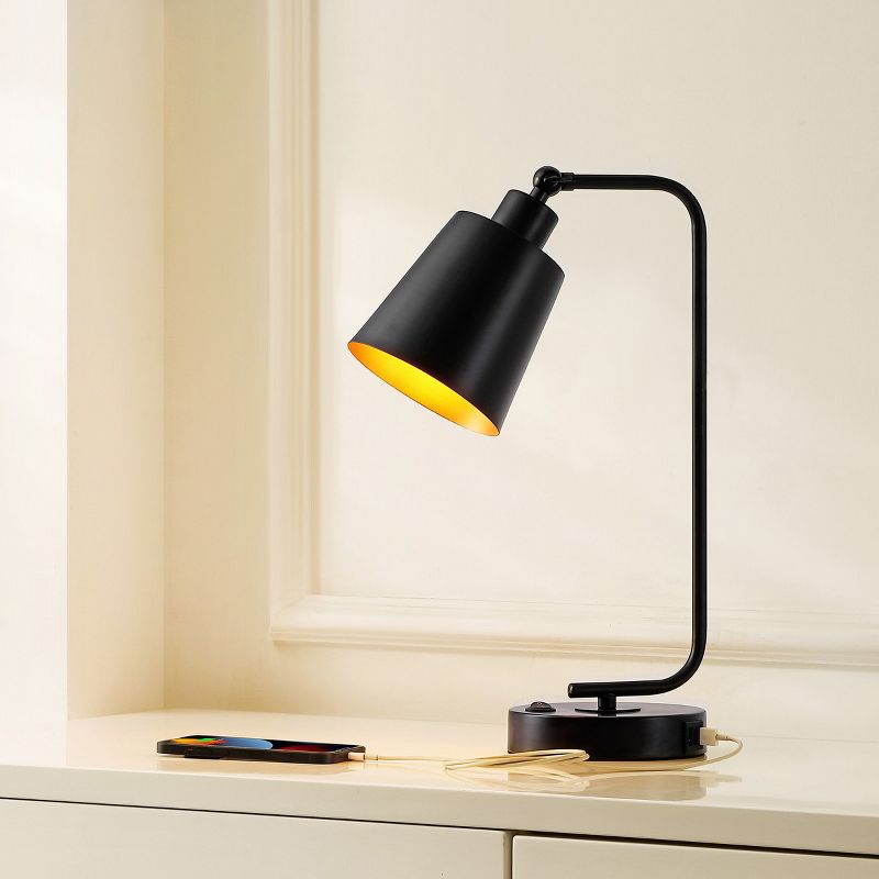 Nobel 16" Table Lamp with USB Port - Black - Safavieh., 4 of 5