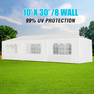 Outdoor 10×20 FT Gazebo, Wedding Party Canopy Tent with 6 Removable Sidewalls, Large Gazebo with Metal Frame and Stakes-Coolbibila