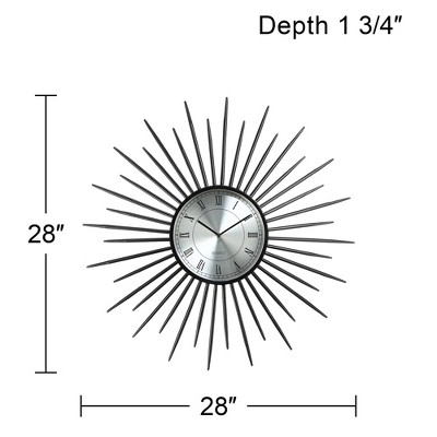 Black and Silver 31" Round Metal Sunburst Wall Clock