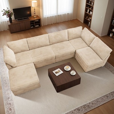 XIZZI Luxury Modular Sectional Sofa Couch, Oversized Cloud Couch for Living Room, Deep Seat Upholstered Convertible Sleeper Sofa