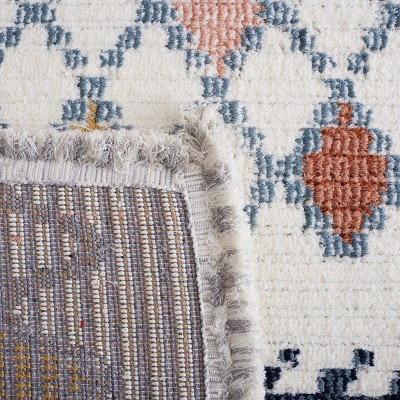 Ivory and Multi Hand-Knotted Square Wool Rug, 6'7"