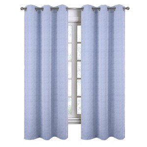 RT Designers Collection Lava Jacquard Grommet Curtain Panel Pair 36" x 84" Blue - 1 of 4
