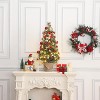 3ft Pre-Lit Flocked Artificial Christmas Tree with LED Lights, Red Berries & Snowflakes, Vintage Pot Base - 4 of 4