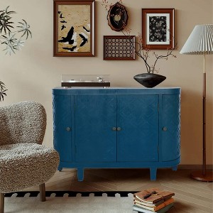 ORRD 47" Oval Fluted Sideboard with 4 Doors, Curved Edge Buffet Cabinet with Sliding Doors, Freestanding Storage for Living Room or Kitchen - 1 of 4
