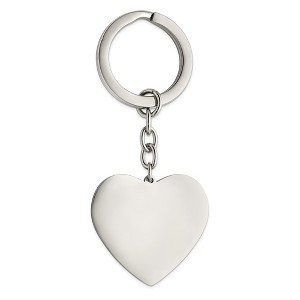 Black Bow Jewelry Stainless Steel Engravable Polished Heart Key Chain - 1 of 4