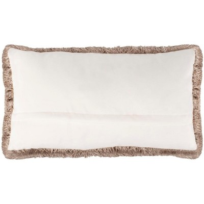 Contemporary Cream Shag Indoor/Outdoor Decorative Pillow 14" x 24"