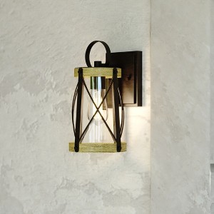 VAXCEL Harwood 1 Light Bronze Dusk to Dawn Farmhouse Outdoor Wall Lantern Clear Glass - 1 of 4