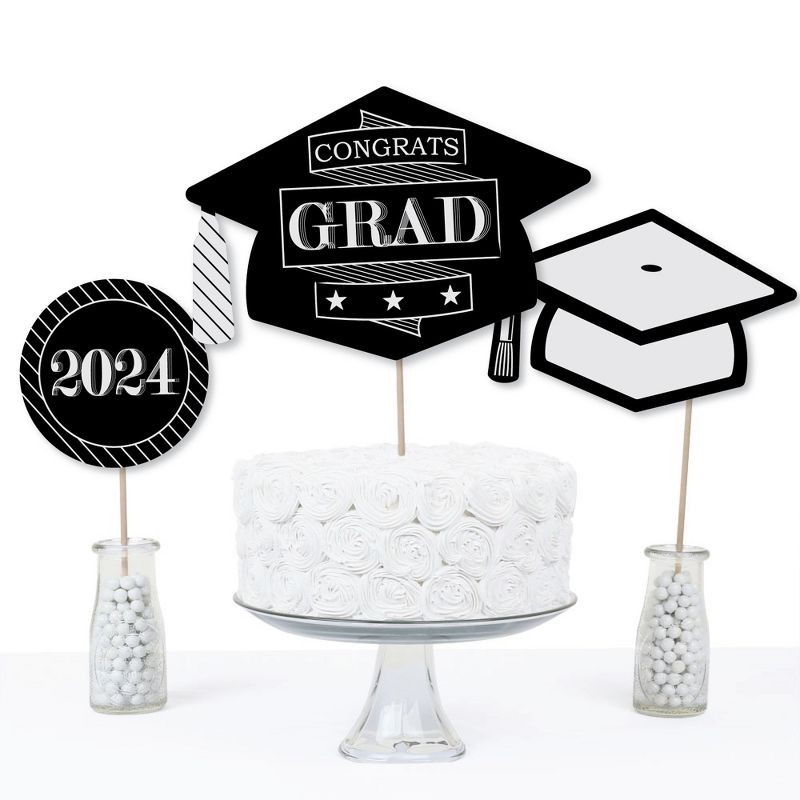 Big Dot of Happiness Graduation Cheers - 2024 Graduation Party Centerpiece Sticks - Table Toppers - Set of 15, 5 of 9