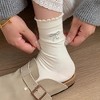 Anna-Kaci Women's Ankle Socks 3-Pack with Scalloped Cuff and Bow Embroidery in Neutral Tones - 3 of 3