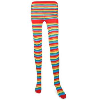 Skeleteen Colorful Rainbow Striped Tights - Striped Nylon Clown Stretch Pantyhose Stocking Accessories for Every Day Attire and Costumes