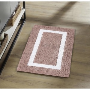 Hotel Bath Rug 100% Premium Cotton Tufted Two Tone Reversible Bathroom Rug, Soft & Water Absorbent, Machine Washable Bath Mat - 1 of 4