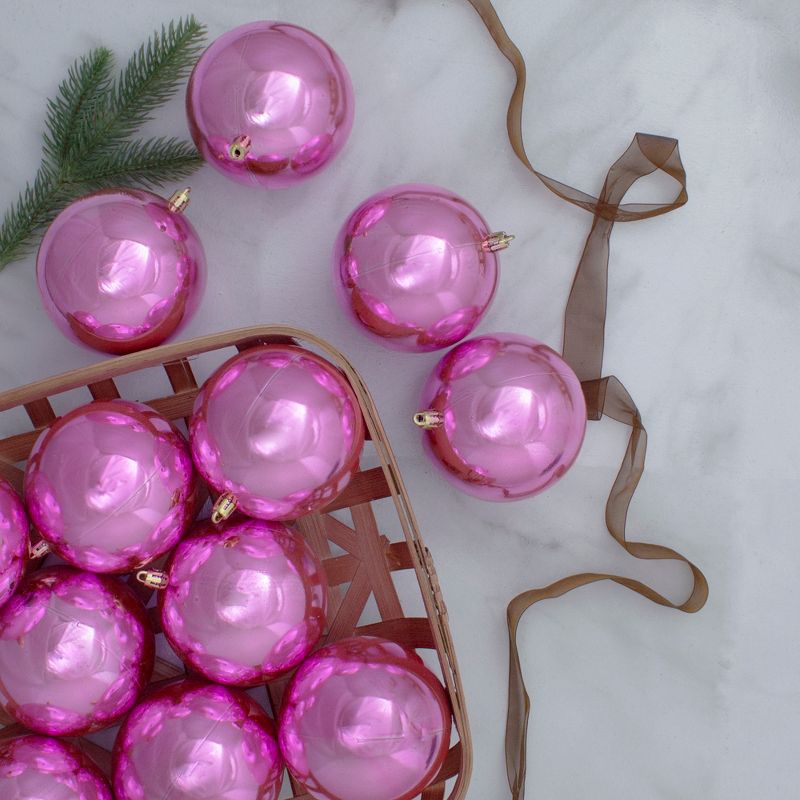 Northlight 32ct Shatterproof Shiny Christmas Ball Ornament Set 3.25" - Pink, 2 of 4