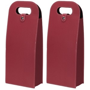 Unique Bargains Foldable Reusable Leather Wine Gift Bags for Picnic Party 2 Pcs - 1 of 3