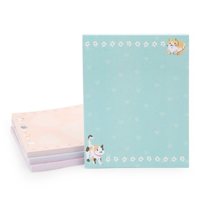 Paper Junkie 4 Pack Cat Lover Sticky Notes, 50 Sheets Per Memo, 4 Colors (4 x 6 In)