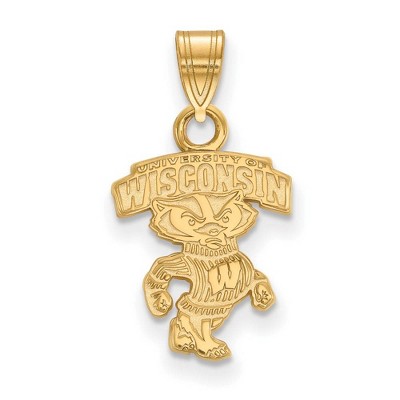 Black Bow Jewelry 10k Yellow Gold Wisconsin Badgers NCAA Small Pendant
