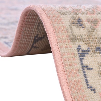 Powder Pink Floral Whisper 8' x 10' Easy-Care Synthetic Rug