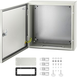 VEVOR NEMA Steel Enclosure, 16 x 16 x 6'' NEMA 4X Steel Electrical Box, IP66 Waterproof & Dustproof, with Mounting Plate, Gray-white - 1 of 4