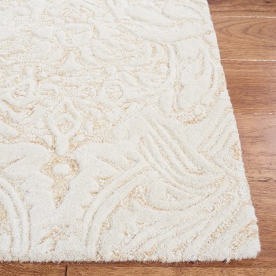 Ivory Floral Elegance 4' x 6' Hand-Tufted Wool Area Rug