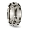Black Bow Jewelry Men's 8mm Titanium Brushed Domed & Grooved Standard Fit Band - 4 of 4