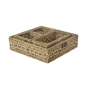 WeThinkStorage Set of 5pc Storage Bins Natural Seagrass Stainless Steel - 1 of 4