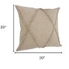 HomeRoots Set of Two Taupe and Brown Diamond Cotton Throw Pillow With Fringes - 3 of 4
