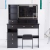 Okak Vanity Table and Chair Set, 41" Large Size Left Drawer Desktop Vanity Table with Extra Large Touch Control LED Mirror, 3-color Switch - 4 of 4