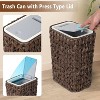 Vynxaria Bathroom Small Trash Can with Lid, 2.6 Gallon Rattan Wastebasket with Press Top, Slim Wicker Design for Kitchen, Office, Living Room, Bedroom - 2 of 4