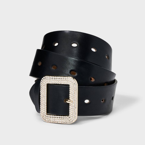 Women s Square Buckle Belt A New Day Black Target